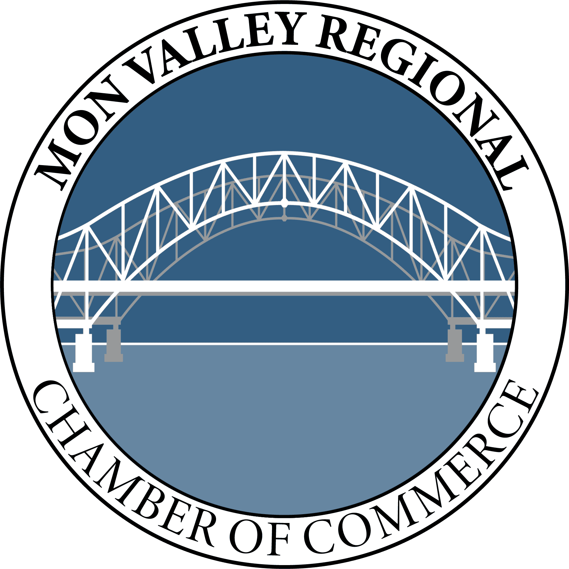 6780205e4416b_MMVRC-LOGO-REWORK-transparent-FIXED.png Mon Valley Regional Chamber of Commerce logo featuring a bridge design.